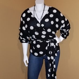 Beautiful Polka Dot Wrap Top